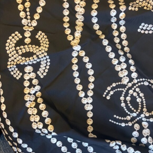 Chanel Silk Scarf with Pearl Print, New, Never Worn - Picture 4 of 7
